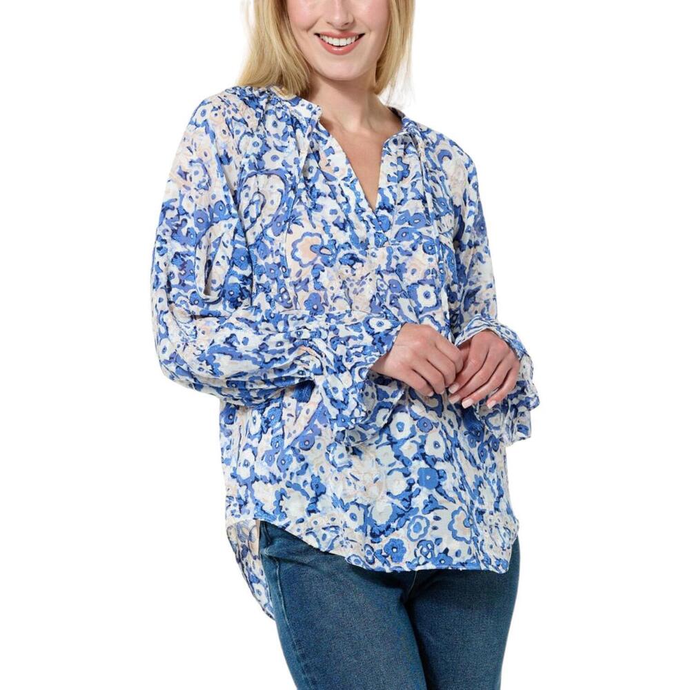 La Joie Essential Raglan-Sleeve Blouse Blue Batik Floral - Regular